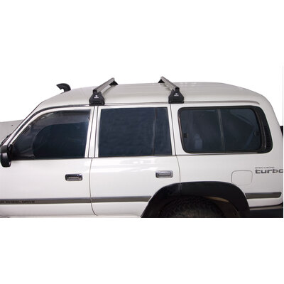 Rhino Rack Heavy Duty Rl110 Silver 2 Bar Roof Rack For Toyota Landcruiser 80 Series 4Dr 4Wd 05/90 To 03/98