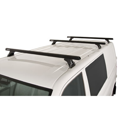 Rhino Rack Heavy Duty Rltf Black 3 Bar Roof Rack For Volkswagen Caravelle 7H 2Dr Van Lwb (Low Roof) 04/08 To 11/15