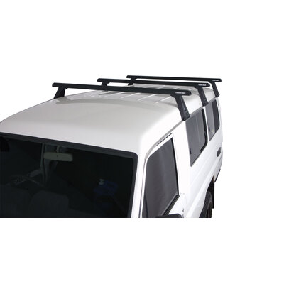 Rhino Rack Heavy Duty Rl210 Black 3 Bar Roof Rack For Toyota Landcruiser Sahara 60 Series 4Dr 4Wd 01/83 To 04/90