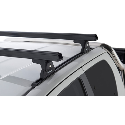 Rhino Rack Heavy Duty Rlt600 Trackmount Black 2 Bar Roof Rack For Toyota Hilux Gen 8 2Dr Ute Extra Cab 10/15 To 20