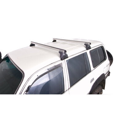 Rhino Rack Heavy Duty Rl110 Silver 2 Bar Roof Rack For Toyota Landcruiser 80 Series 4Dr 4Wd 05/90 To 03/98