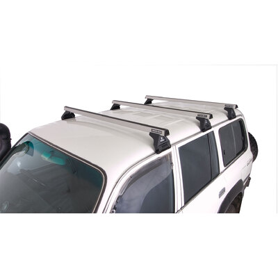 Rhino Rack Heavy Duty Rl110 Silver 3 Bar Roof Rack For Toyota Landcruiser 80 Series 4Dr 4Wd 05/90 To 03/98