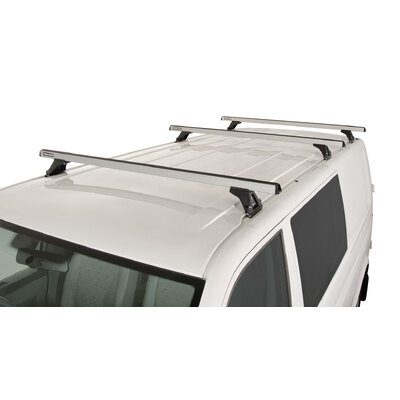 Rhino Rack Heavy Duty Rltf Silver 3 Bar Roof Rack For Volkswagen Transporter Crewvan T6 5Dr Van Swb (Standard Roof) 12/15 On