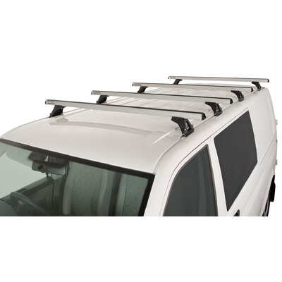 Rhino Rack Heavy Duty Rltf Silver 4 Bar Roof Rack For Volkswagen Transporter T5 2Dr Van Swb (Low Roof) 08/04 To 11/15