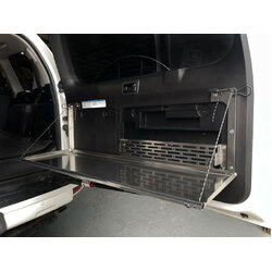 Rear Door Drop Down Table and Cage to suit Toyota Prado 150 / Lexus GX 460 [Natural Stainless]