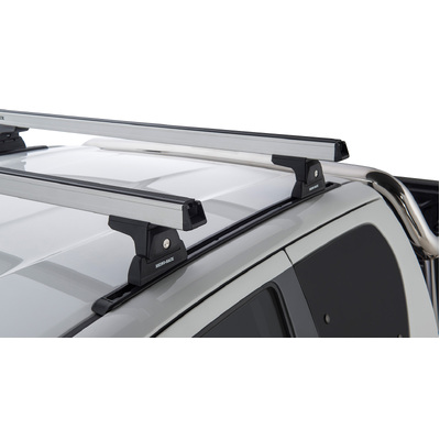 Rhino Rack Heavy Duty Rlt600 Trackmount Silver 2 Bar Roof Rack For Toyota Hilux Gen 8 2Dr Ute Extra Cab 10/15 To 20