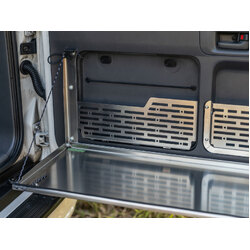 Rear Door Drop Down Table to suit Toyota Prado 120 / Lexus GX 470 [Natural Stainless]