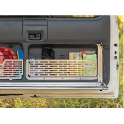 Rear Door Drop Down Table and Cage to suit Toyota Prado 120 / Lexus GX 470 [Natural Stainless]