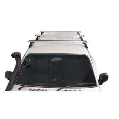 Rhino Rack Heavy Duty Rl110 Silver 3 Bar Roof Rack For Toyota Landcruiser 80 Series 4Dr 4Wd 05/90 To 03/98