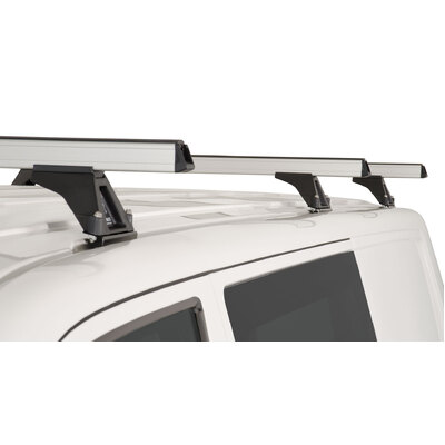 Rhino Rack Heavy Duty Rltf Silver 3 Bar Roof Rack For Volkswagen Transporter T5 2Dr Van Swb (Low Roof) 08/04 To 11/15