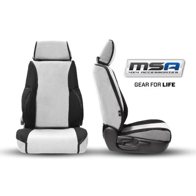 Msa Front Twin Buckets +Console Cover + Lumbar Support - Msa Premium Canvas Seat Cover To Suit Toyota Hilux - 8Th Gen Sr5 Dual Cab 10/15 To 07/19