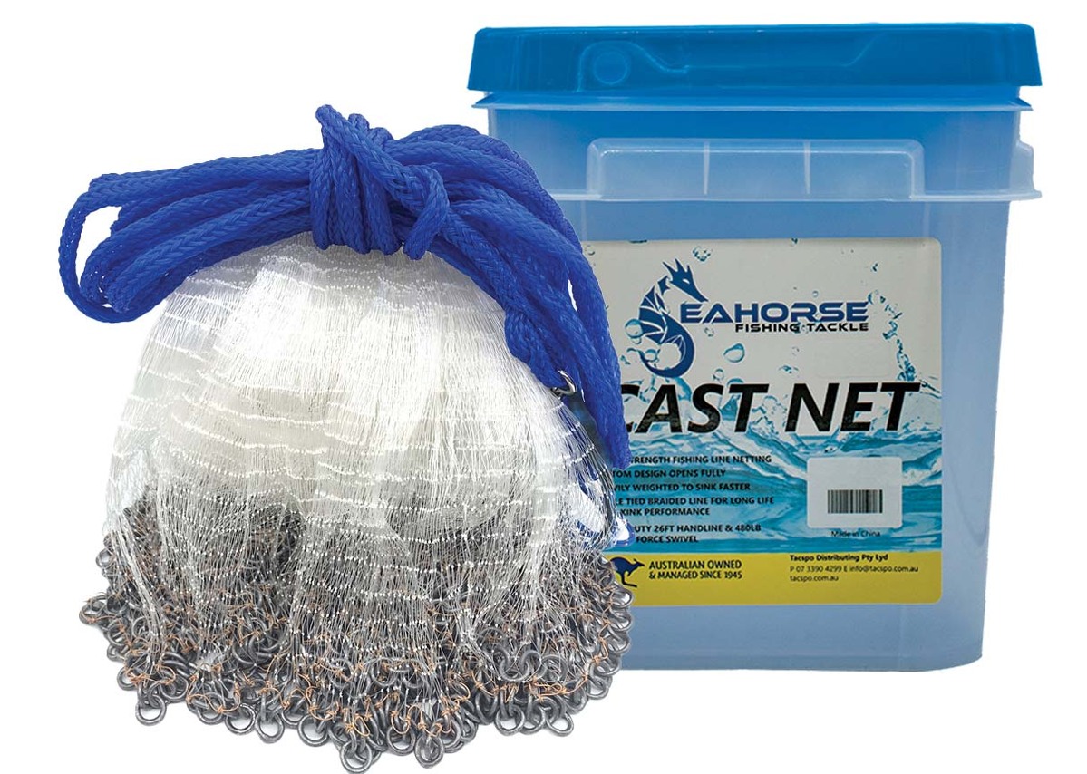 Seahorse Chain Top Pocket 12ft Mono Cast Net with 1 Inch Mesh