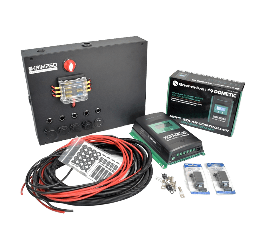 Krimped Large DC Control Box with Enerdrive 10a MPPT  Wiring Kit Outback  Equipment