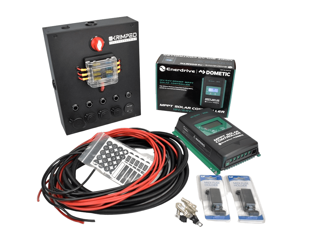 Krimped Small DC Control Box with Enerdrive 10a MPPT  Wiring Kit Outback  Equipment