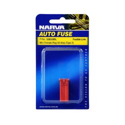 Narva 50 Amp Red Mini Female Fusible Links - Plug In (Blister Pack Of 1)