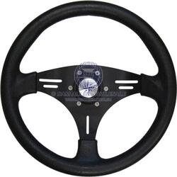 Steering wheel black alloy 3 spoke sports with soft poly grip