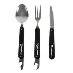 Wildtrak 3Pk Foldable Camping Tableware With Oxford Bag Black Clr