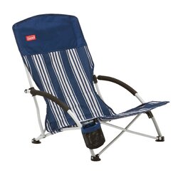 Coleman Chair Quad Beach Low Sling Navy Stripe