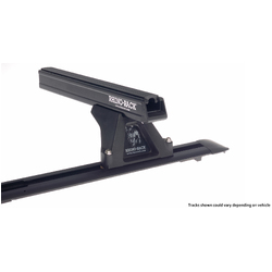 Rhino Rack Heavy Duty RLTF Trackmount Black 2 Bar Roof Rack to suit MITSUBISHI Triton ML/MN 4dr Ute Dual Cab 06 to 15