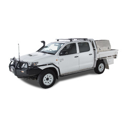 Rhino Rack Vortex RLT600 Trackmount Black 2 Bar Roof Rack to suit TOYOTA Hilux Gen 7 4dr Ute Dual Cab 05 to 15