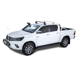 Rhino Rack Vortex 2500 Black 1 Bar Roof Rack (Front) to suit TOYOTA Hilux Gen 8 4dr Ute Double Cab 15 to 