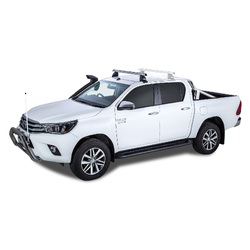 Rhino Rack Heavy Duty 2500 Silver 1 Bar Roof Rack (Front) to suit TOYOTA Hilux Gen 8 4dr Ute Double Cab 15 to 