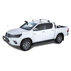 Rhino Rack Heavy Duty 2500 Silver 1 Bar Roof Rack (Rear) to suit TOYOTA Hilux Gen 8 4dr Ute Double Cab 15 to 