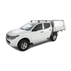 Rhino Rack Vortex RLT600 Ditch Mount Black 2 Bar Roof Rack to suit MITSUBISHI Triton Gen5 MQ/MR 4dr Ute Double Cab 15 to 24