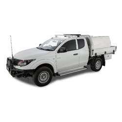 Rhino Rack Heavy Duty RLT600 Ditch Mount Black 1 Bar Roof Rack (Rear) to suit MITSUBISHI Triton Gen5 MQ/MR 2dr Ute Extra Cab 15 to 