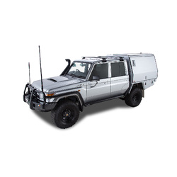 Rhino Rack Vortex RL110 Black 2 Bar Roof Rack to suit TOYOTA LandCruiser 79 Series 4dr 4WD Double Cab 07 to 