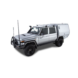 Rhino Rack Heavy Duty RL110 Silver 2 Bar Roof Rack to suit TOYOTA LandCruiser 79 Series 4dr 4WD Double Cab 07 to 