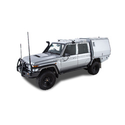 Rhino Rack Heavy Duty RL110 Silver 1 Bar Roof Rack to suit TOYOTA LandCruiser 79 Series 4dr 4WD Double Cab 07 to 