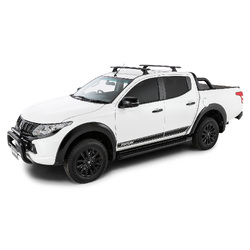 Rhino Rack Vortex RCH Black 2 Bar Roof Rack to suit MITSUBISHI Triton Gen5 MQ/MR 4dr Ute Double Cab 15 to 24