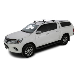 Rhino Rack Vortex RCH Trackmount Black 2 Bar Roof Rack to suit TOYOTA Hilux Gen 8 4dr Ute Double Cab 15 to 