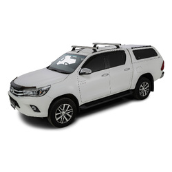 Rhino Rack Heavy Duty RCH Trackmount Silver 2 Bar Roof Rack to suit TOYOTA Hilux Gen 8 4dr Ute Double Cab 15 to 