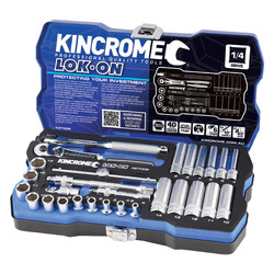 Kincrome Lok-On Socket Set 28 Piece 1/4" Drive - Metric