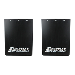 Superior Premium Mudflaps Extra Extra Large 640mm x 320mm - White Logo (Pair) - PF2613BS1