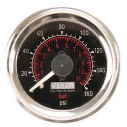 Viair Dual needle gauge, 2", 160psi, black face, illuminated