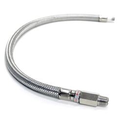 Viair Stainless steel braided leader hose, 24", 3/8"-3/8" check valve 