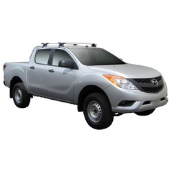 Yakima ThruBar 135cm Silver Pair (S17Y) To Suit Mazda BT-50 Dual Cab 11/2011-09/2020