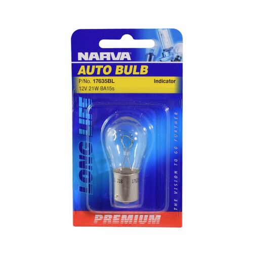 Narva 12V 21W BA15S P21W Premium Incandescent Globes (Blister Pack Of 1)