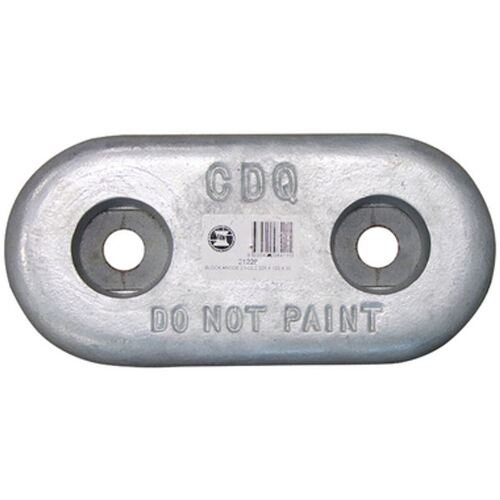 Zinc Block Anode Oval Bolt on 250 x 125 x 40mm 150mm centres