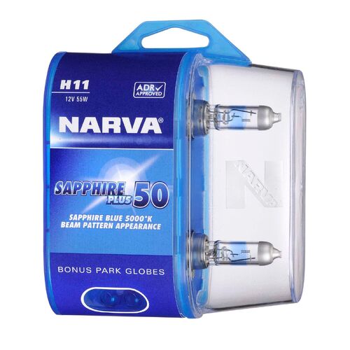 Narva H11 12V 55W Sapphire Plus 50 Halogen Headlight Globes (Bl2)