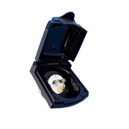 Clipsal Black External 15amp Power Inlet. Cli435vfs15bk