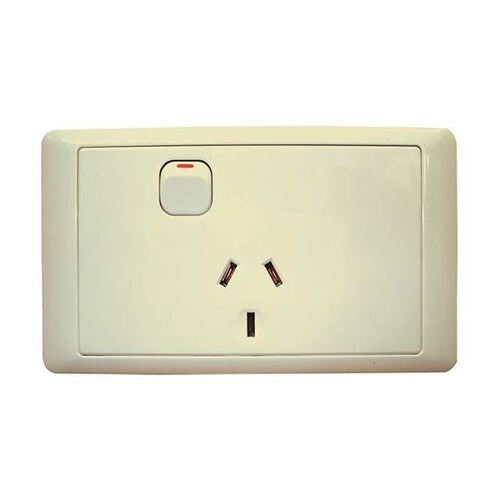 Cms Single Beige 10amp Power Outlet W/20amp Install Couplers. J16.1bg