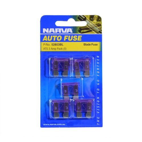 Narva 3 Amp Purple Standard Ats Blade Fuse (Blister Pack Of 5)