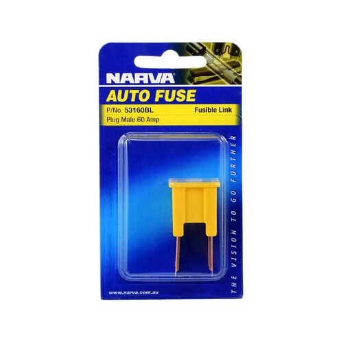 Narva 60 Amp Yellow Male Plug In Fusible Link (Blister Pack Of 1)