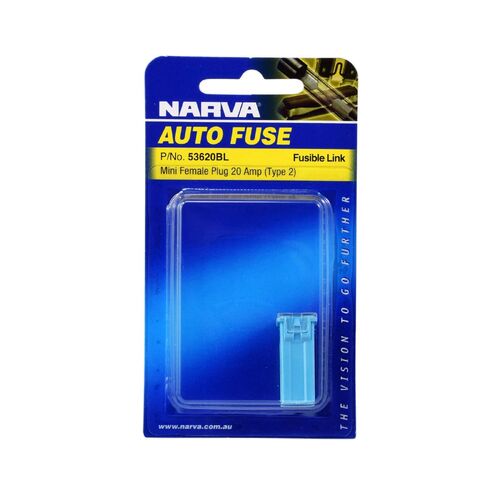 Narva 20 Amp Blue Mini Female Fusible Links - Plug In (Blister Pack Of 1)