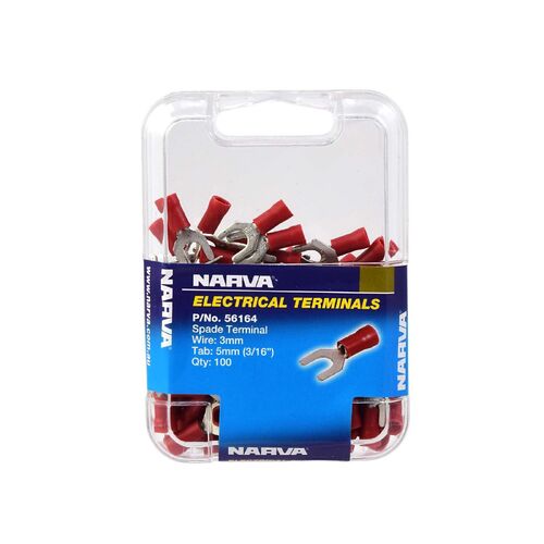 Narva 5.0mm Spade Terminal Red (100 Pack)