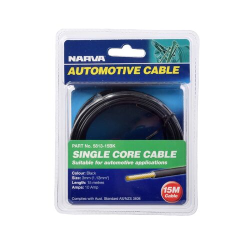 Narva 10A 3mm Black Single Core Cable (15M)